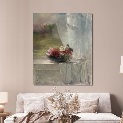 Flowers On A Window Ledge John La Farge jlf11 canvas print 