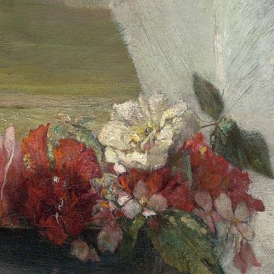 Flowers On A Window Ledge John La Farge jlf11 canvas print