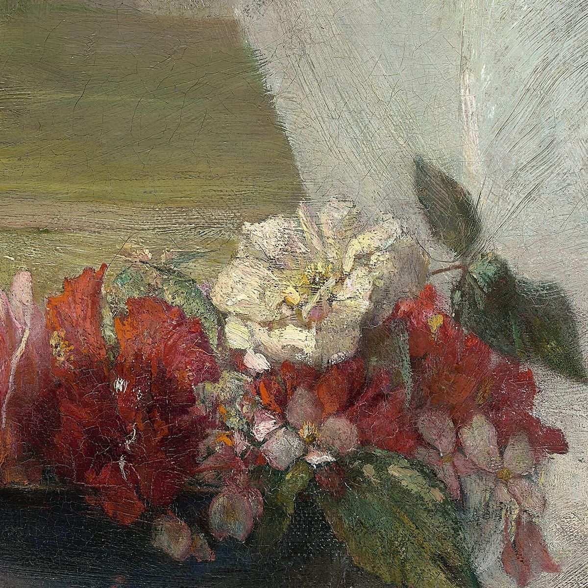 Flowers On A Window Ledge John La Farge jlf11 canvas print