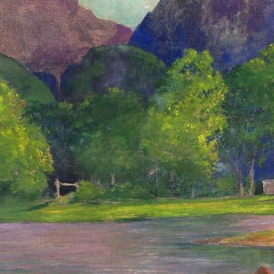 The Entrance To The Tautira Rivertahiti. Fisherman Spearing A Fish John La Farge jlf32 canvas print