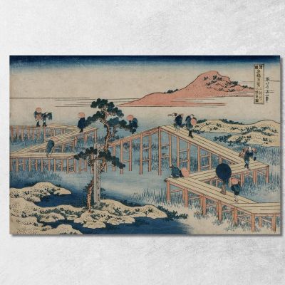 An Ancient Picture Of The Eight Part Bridge In Mikawa Province katsushika hokusai khk2 canvas print 