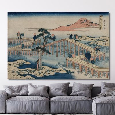 An Ancient Picture Of The Eight Part Bridge In Mikawa Province katsushika hokusai khk2 canvas print 