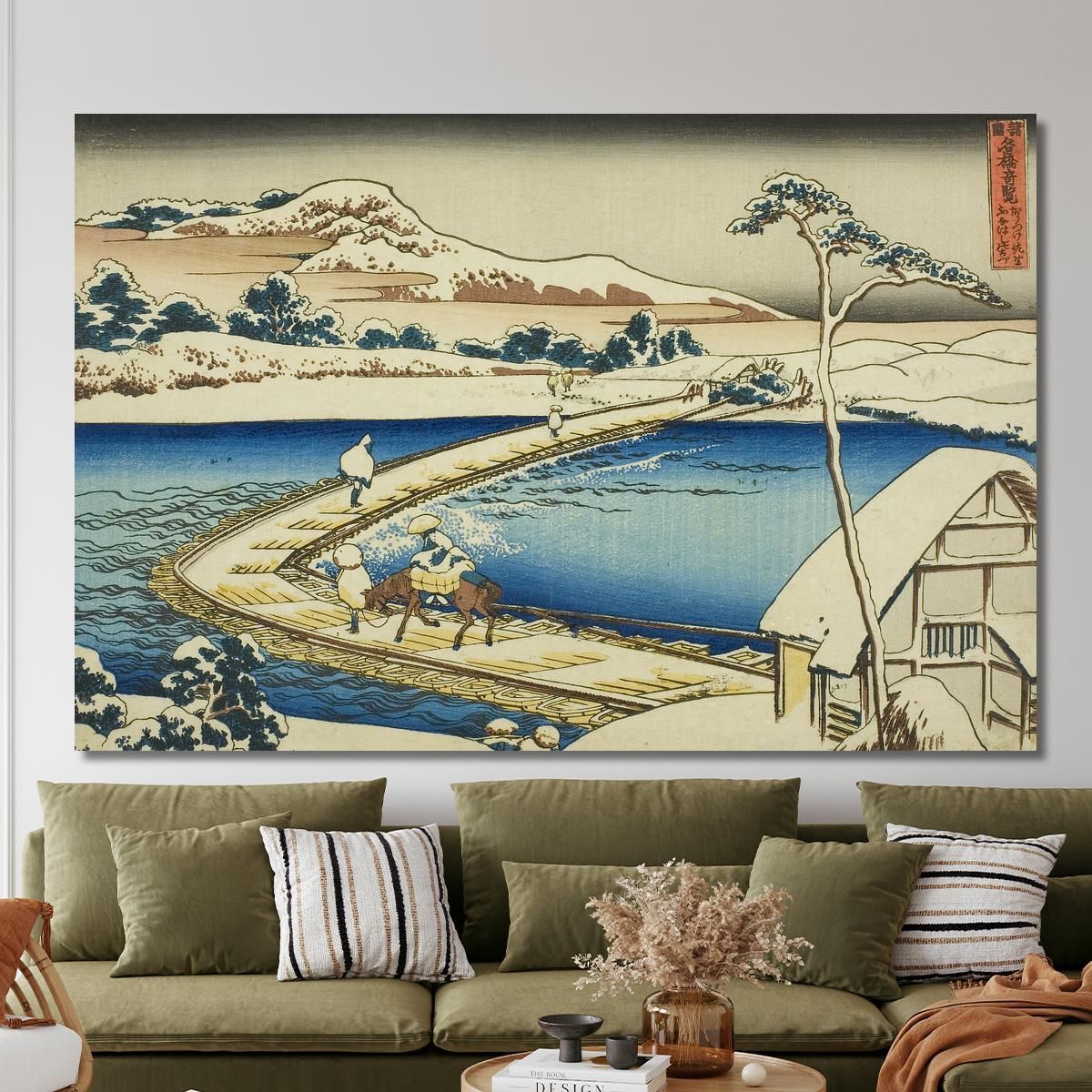 Ancient View Of The Pontoon Bridge At Sano In Kozuke katsushika hokusai khk3 canvas print 