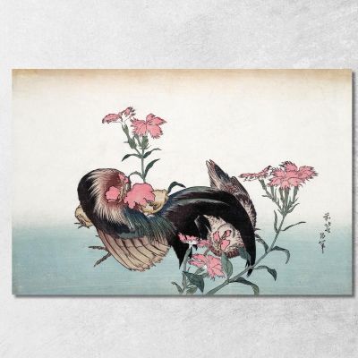 Cock And Flower katsushika hokusai khk11 canvas print 