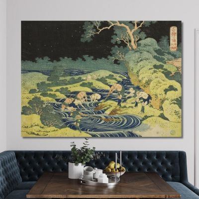 Fishing By Torch In Kai Province katsushika hokusai khk22 canvas print 