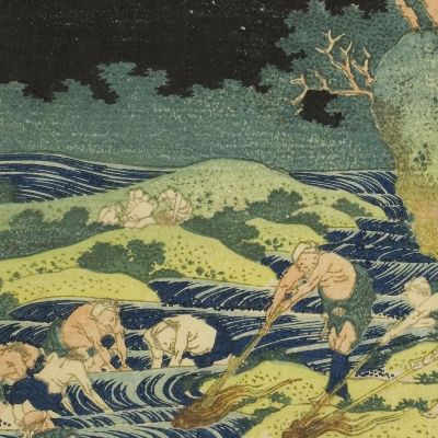 Fishing By Torch In Kai Province katsushika hokusai khk22 canvas print
