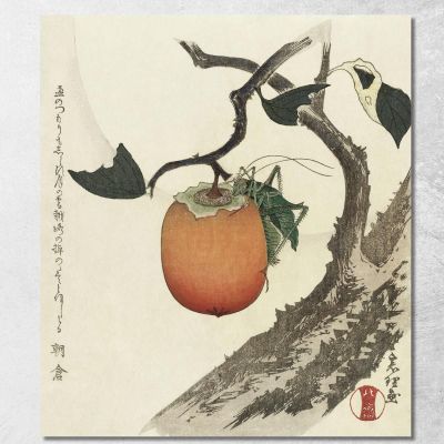 Persimmon Fruit With Grasshopper katsushika hokusai khk28 canvas print 