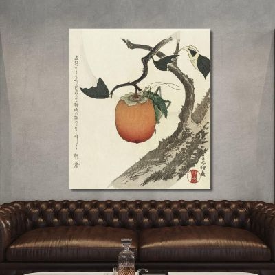 Persimmon Fruit With Grasshopper katsushika hokusai khk28 canvas print 