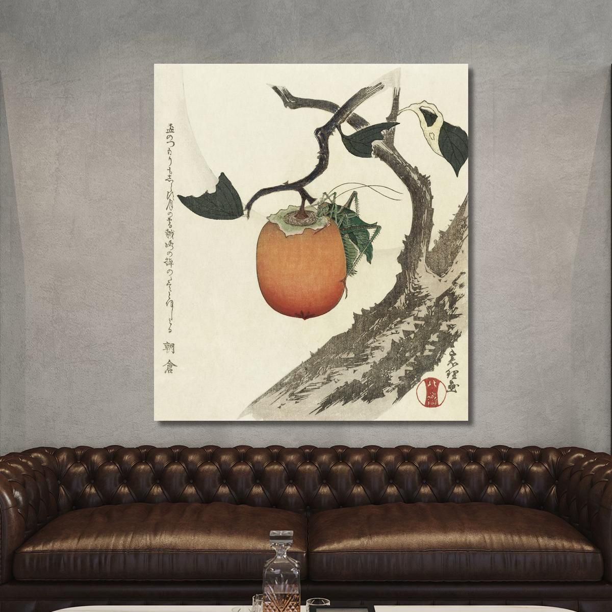 Persimmon Fruit With Grasshopper katsushika hokusai khk28 canvas print 