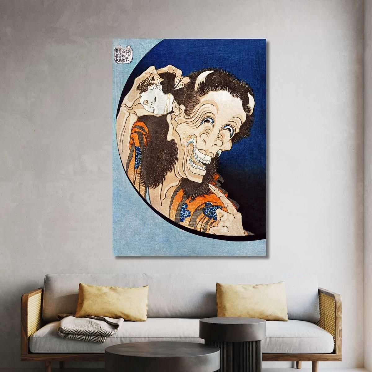 Laughing Demoness katsushika hokusai khk36 canvas print 