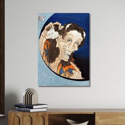 Laughing Demoness katsushika hokusai khk36 canvas print 
