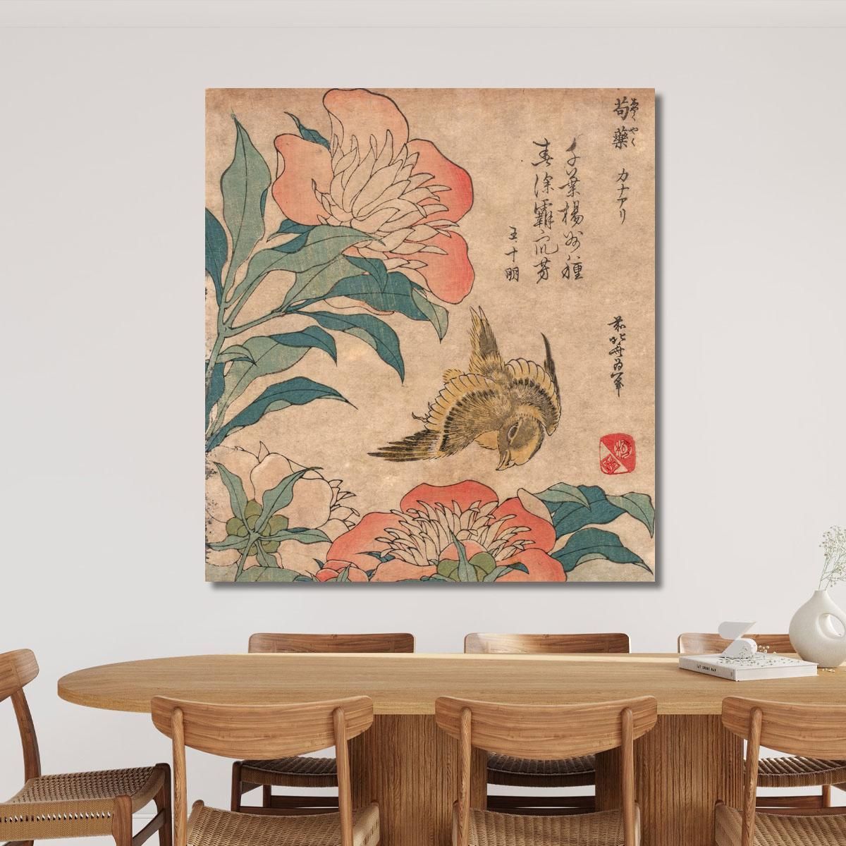 Shakuyaku Kana Ari 2 katsushika hokusai khk62 canvas print 