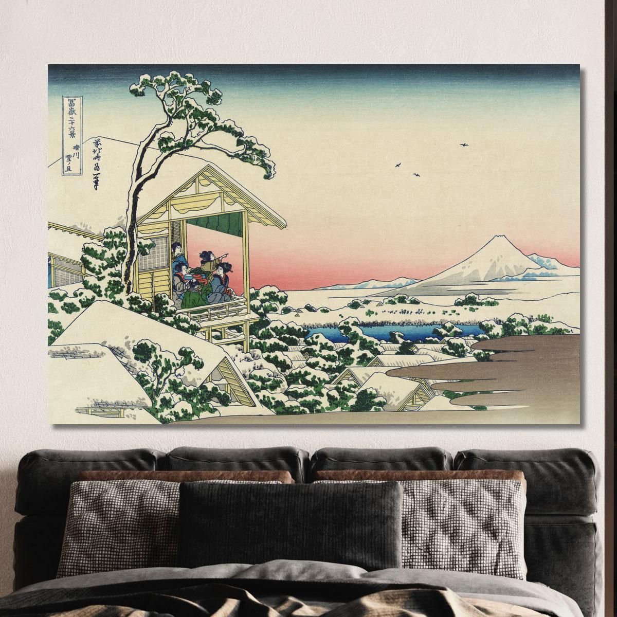 Teahouse At Koishikawa The Morning After A Snowfall katsushika hokusai khk73 canvas print 