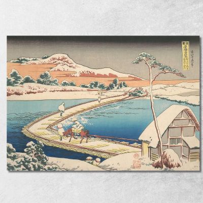 The Pontoon Bridge At Sano In The Province Of Kozuka katsushika hokusai khk89 canvas print 