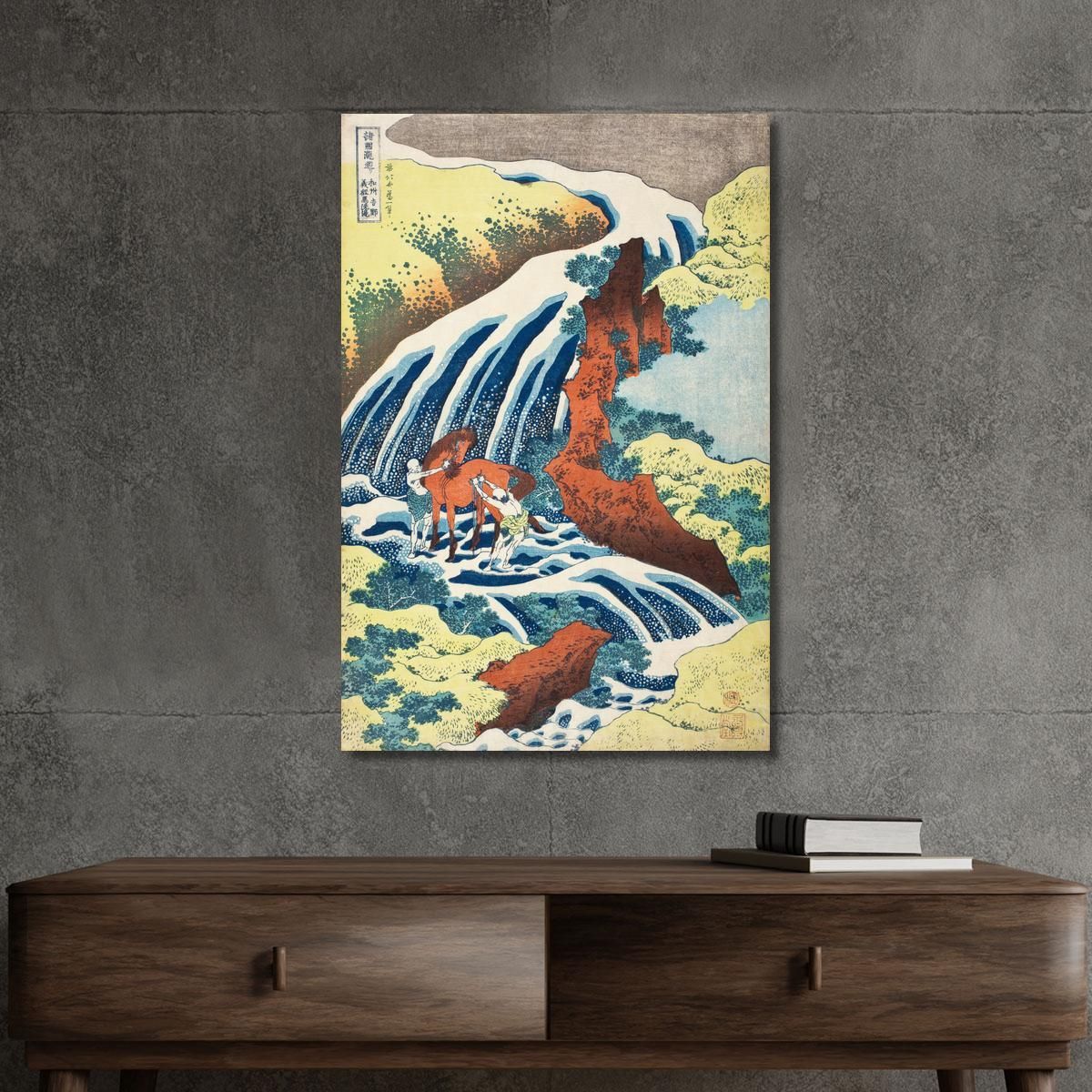 The Yoshitsune Horse-Washing Falls At Yoshino Izumi Province katsushika hokusai khk92 canvas print 