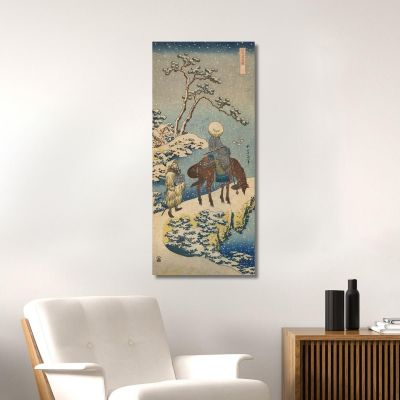 Two Travelers One On Horseback On A Precipice katsushika hokusai khk97 canvas print 