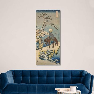 Two Travelers One On Horseback On A Precipice katsushika hokusai khk97 canvas print 