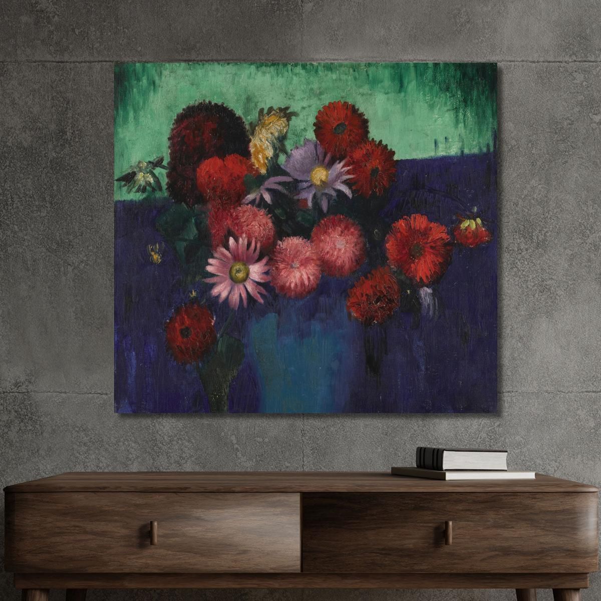 Still Life Dahlias And Daisies In A Blue Vase Mark Gertler mgr26 canvas print 