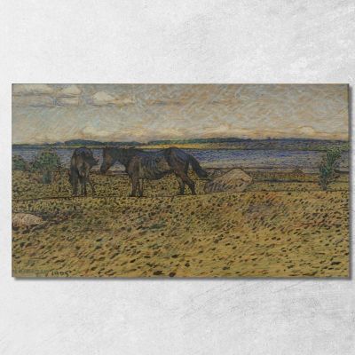 Horses At The Beach Nils Kreuger nkr27 canvas print 