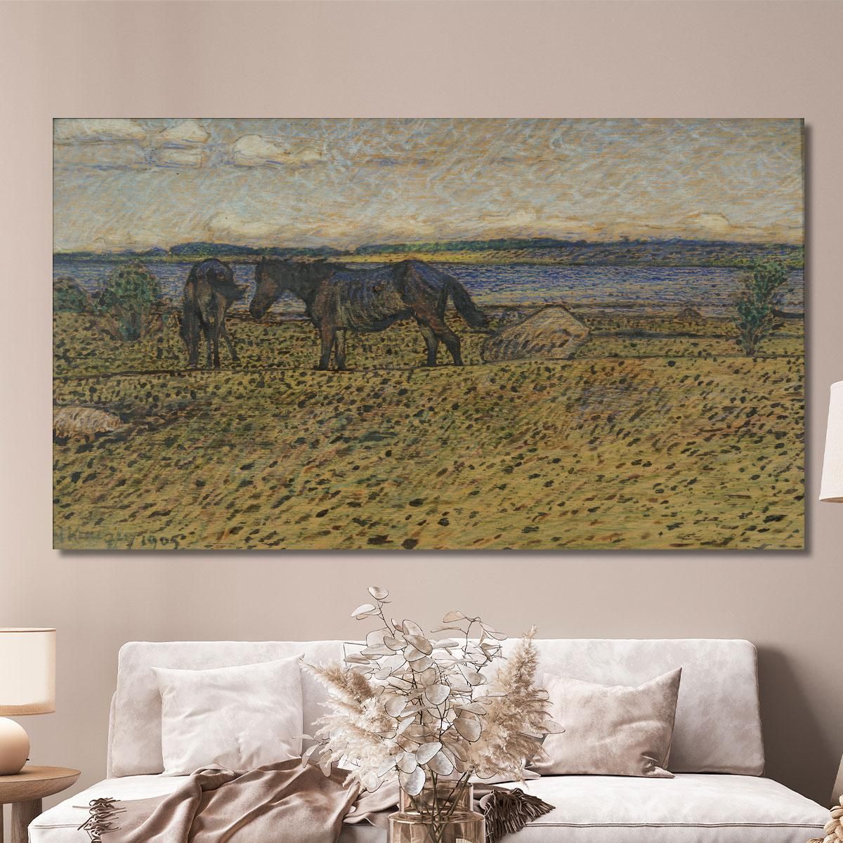 Horses At The Beach Nils Kreuger nkr27 canvas print 