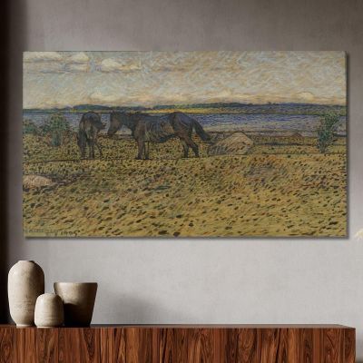 Horses At The Beach Nils Kreuger nkr27 canvas print 