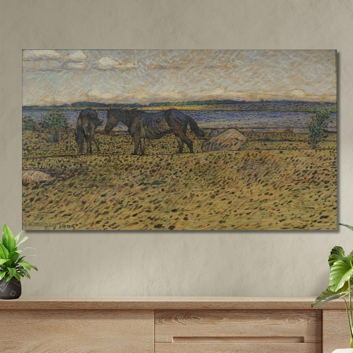 Horses At The Beach Nils Kreuger nkr27 canvas print 