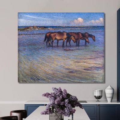 Horses Cooling Themselves In Water Nils Kreuger nkr28 canvas print 