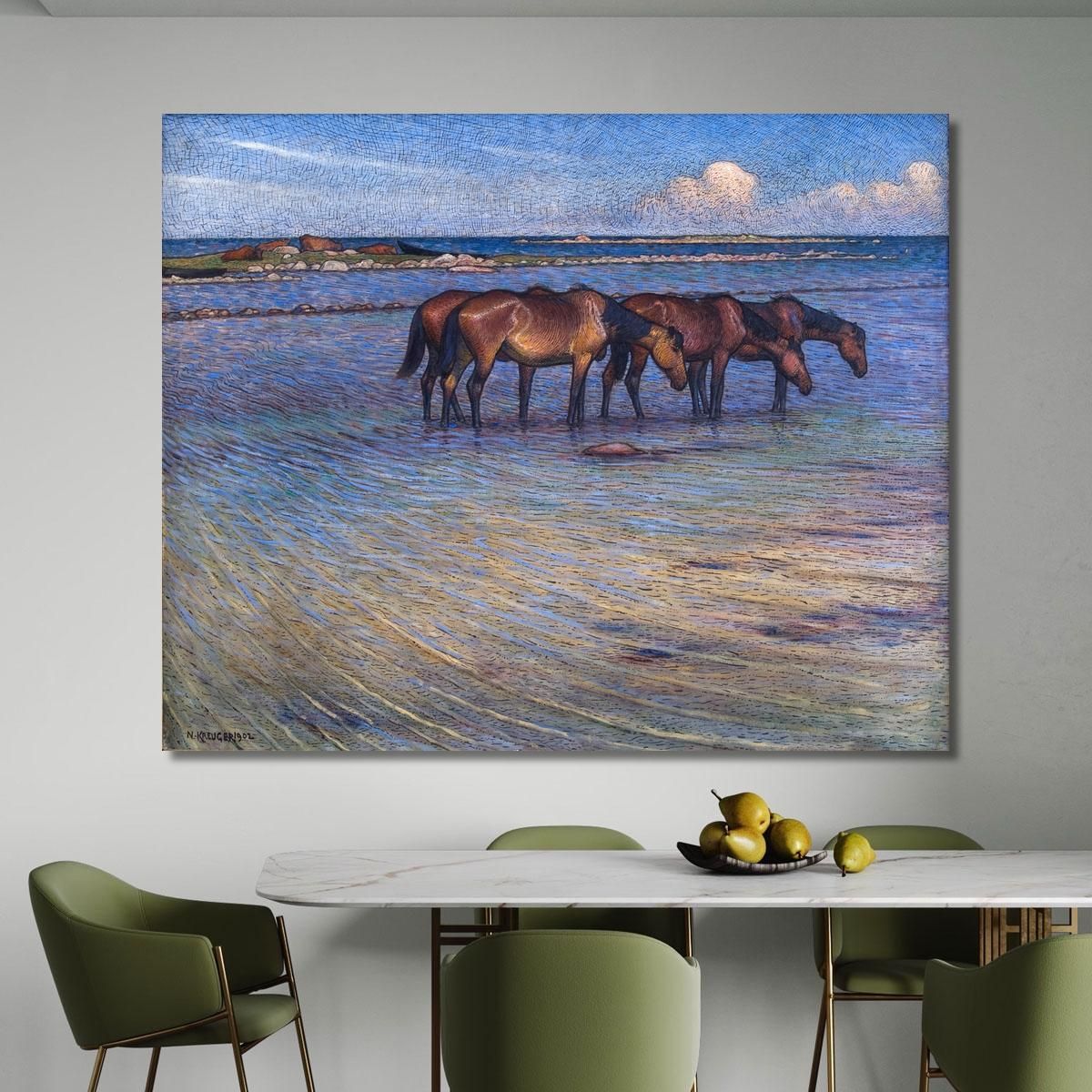 Horses Cooling Themselves In Water Nils Kreuger nkr28 canvas print 