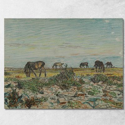 Horses Grazing Nils Kreuger nkr29 canvas print 