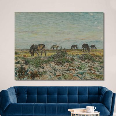 Horses Grazing Nils Kreuger nkr29 canvas print 