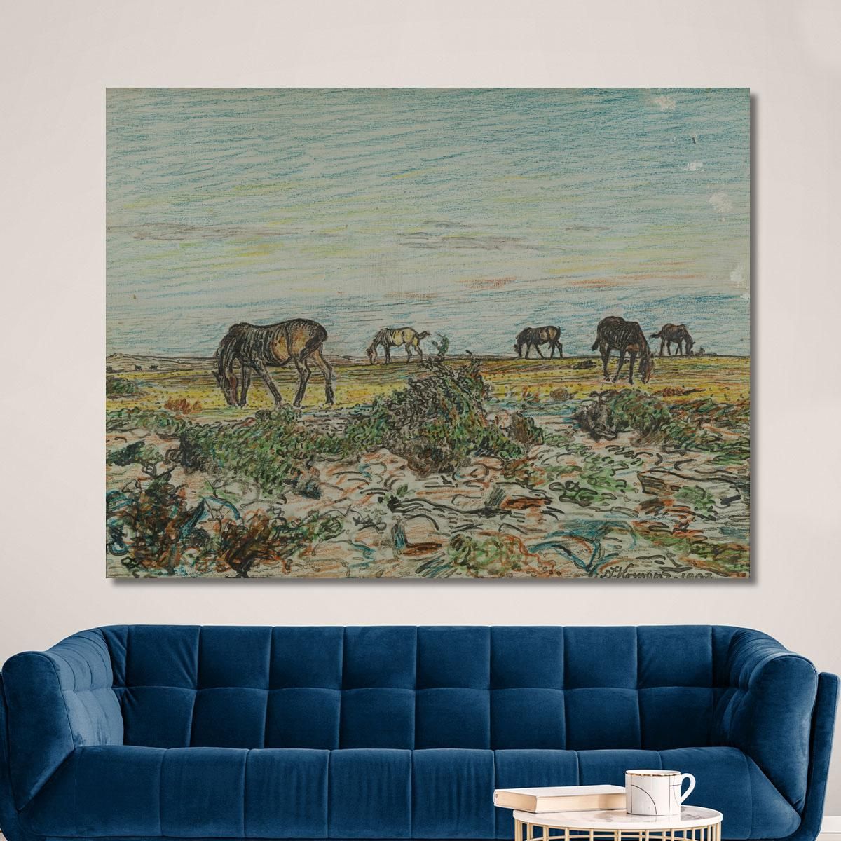 Horses Grazing Nils Kreuger nkr29 canvas print 