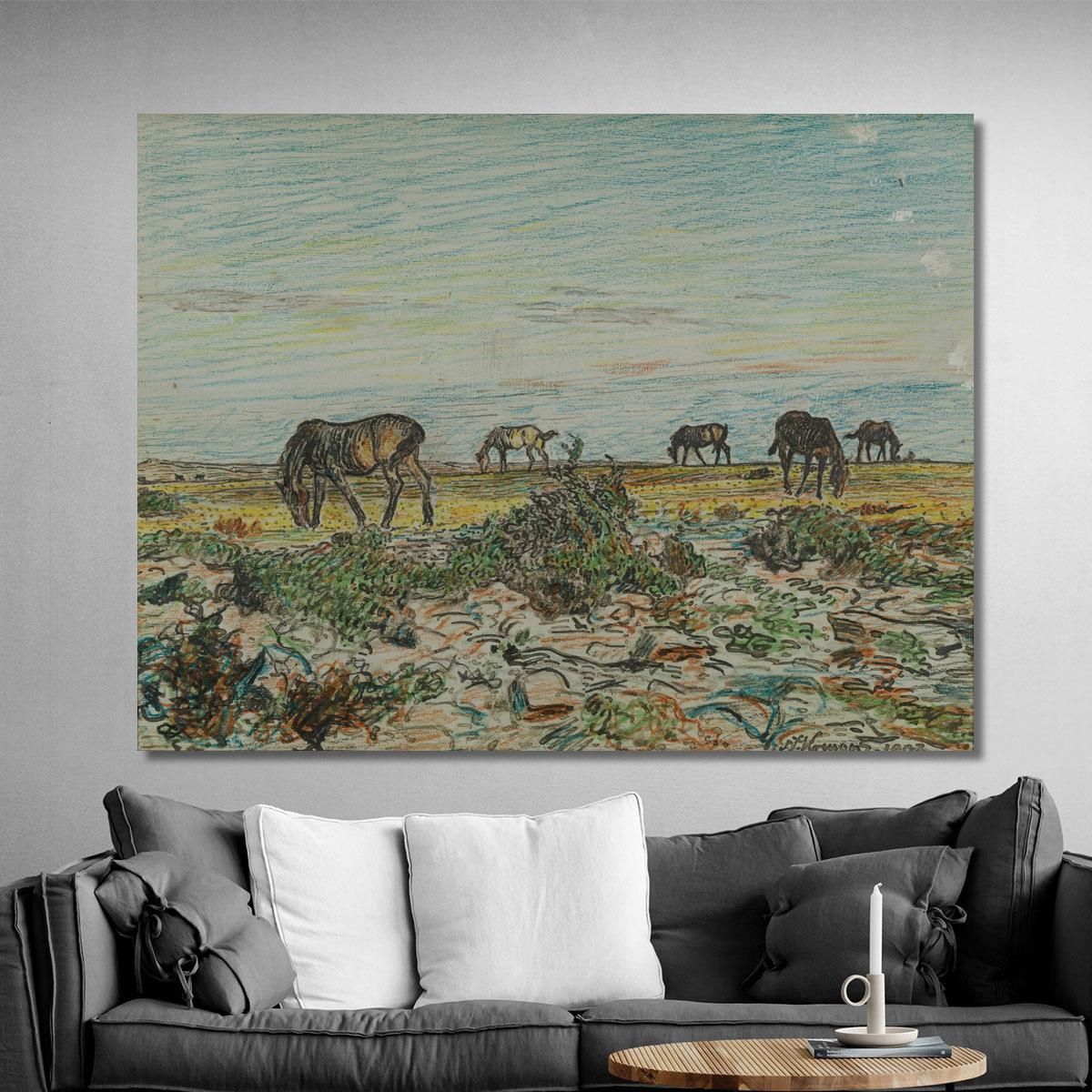 Horses Grazing Nils Kreuger nkr29 canvas print 