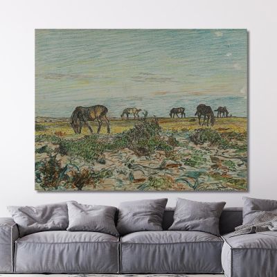 Horses Grazing Nils Kreuger nkr29 canvas print 