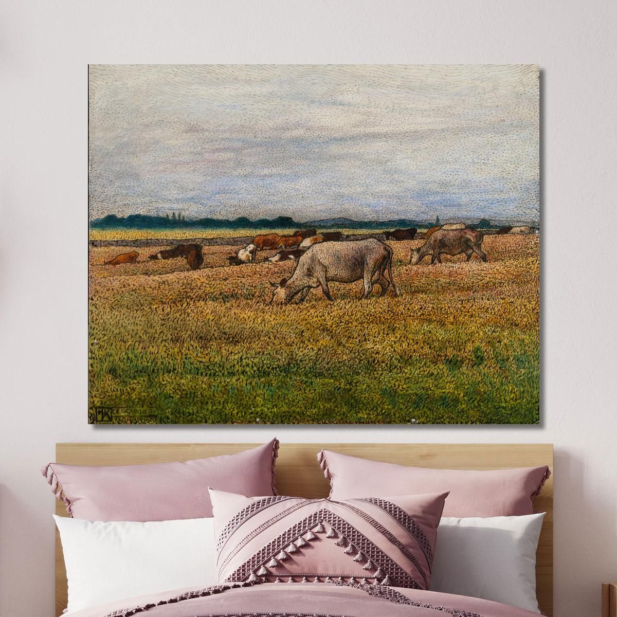 Landscape With Cows Nils Kreuger nkr34 canvas print 