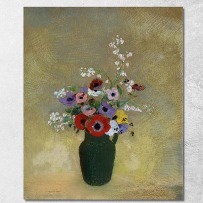 Large Green Vase With Mixed Flowers Odilon Redon ord36 canvas print 