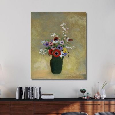 Large Green Vase With Mixed Flowers Odilon Redon ord36 canvas print 