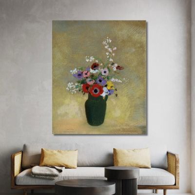 Large Green Vase With Mixed Flowers Odilon Redon ord36 canvas print 