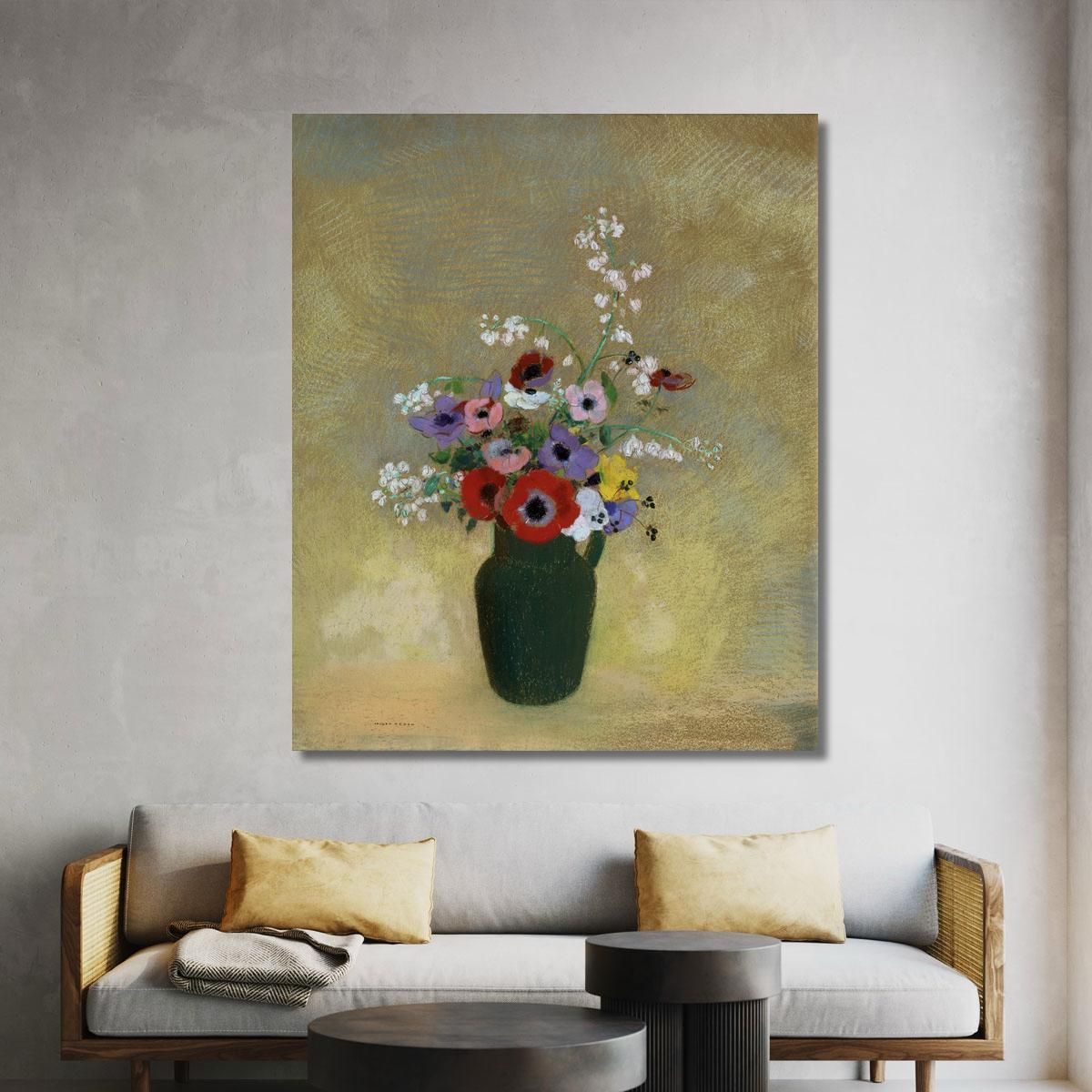 Large Green Vase With Mixed Flowers Odilon Redon ord36 canvas print 