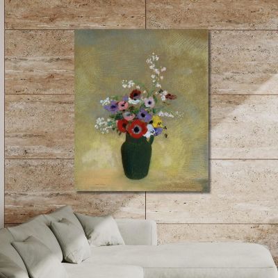 Large Green Vase With Mixed Flowers Odilon Redon ord36 canvas print 