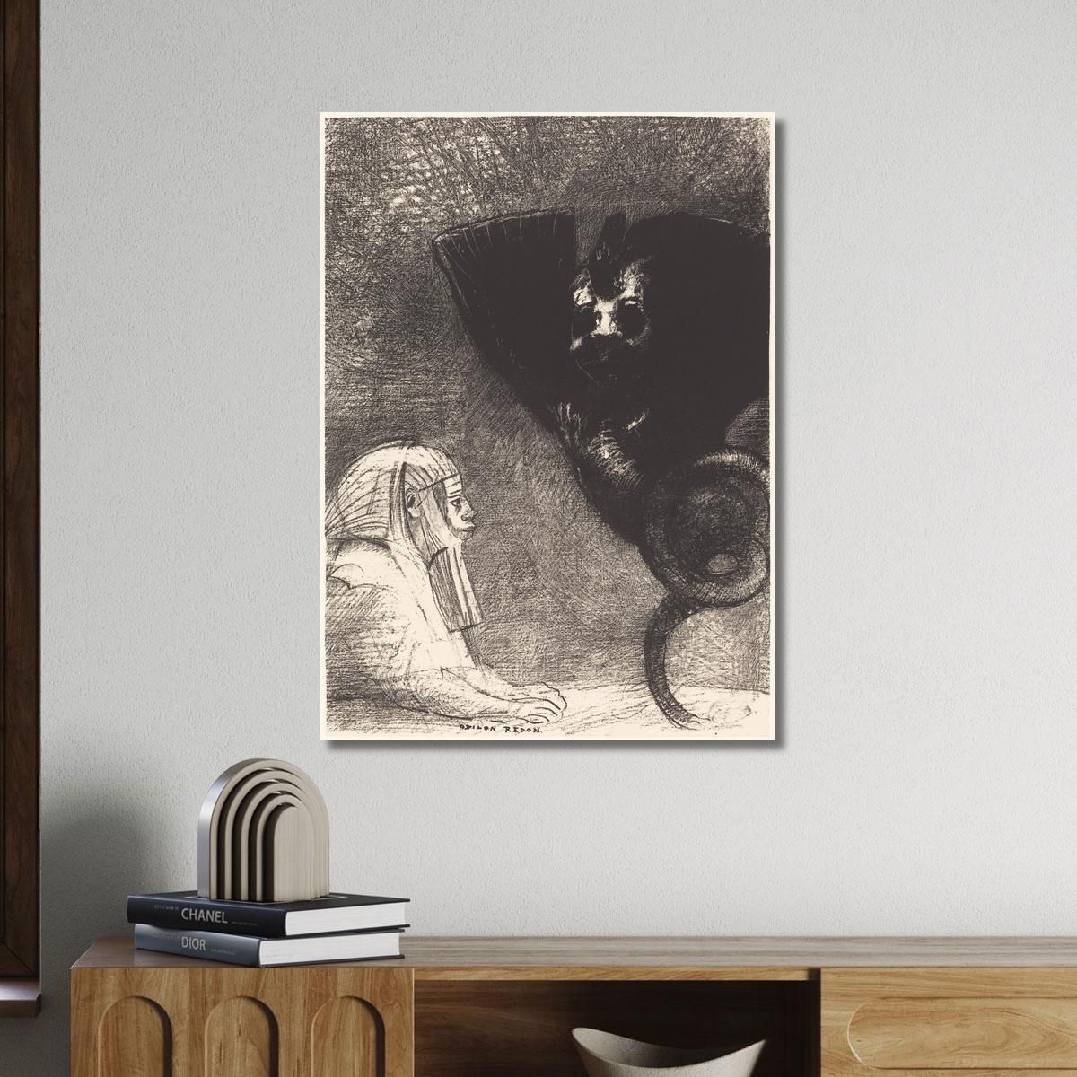 The Sphynxmy Gaze That Nothing Can Deflect Remains Tense Through Things Odilon Redon ord40 canvas print 