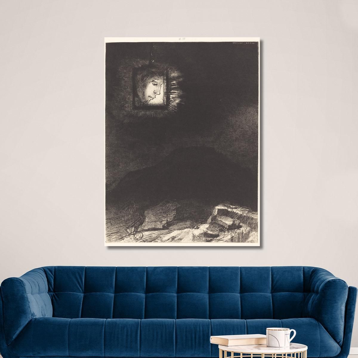 Precarious Glow A Head Suspended To Infinity Odilon Redon ord42 canvas print 