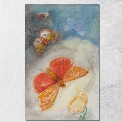 Butterflies And Flower Four Butterflies And A Flower Watercolor Odilon Redon ord48 canvas print 