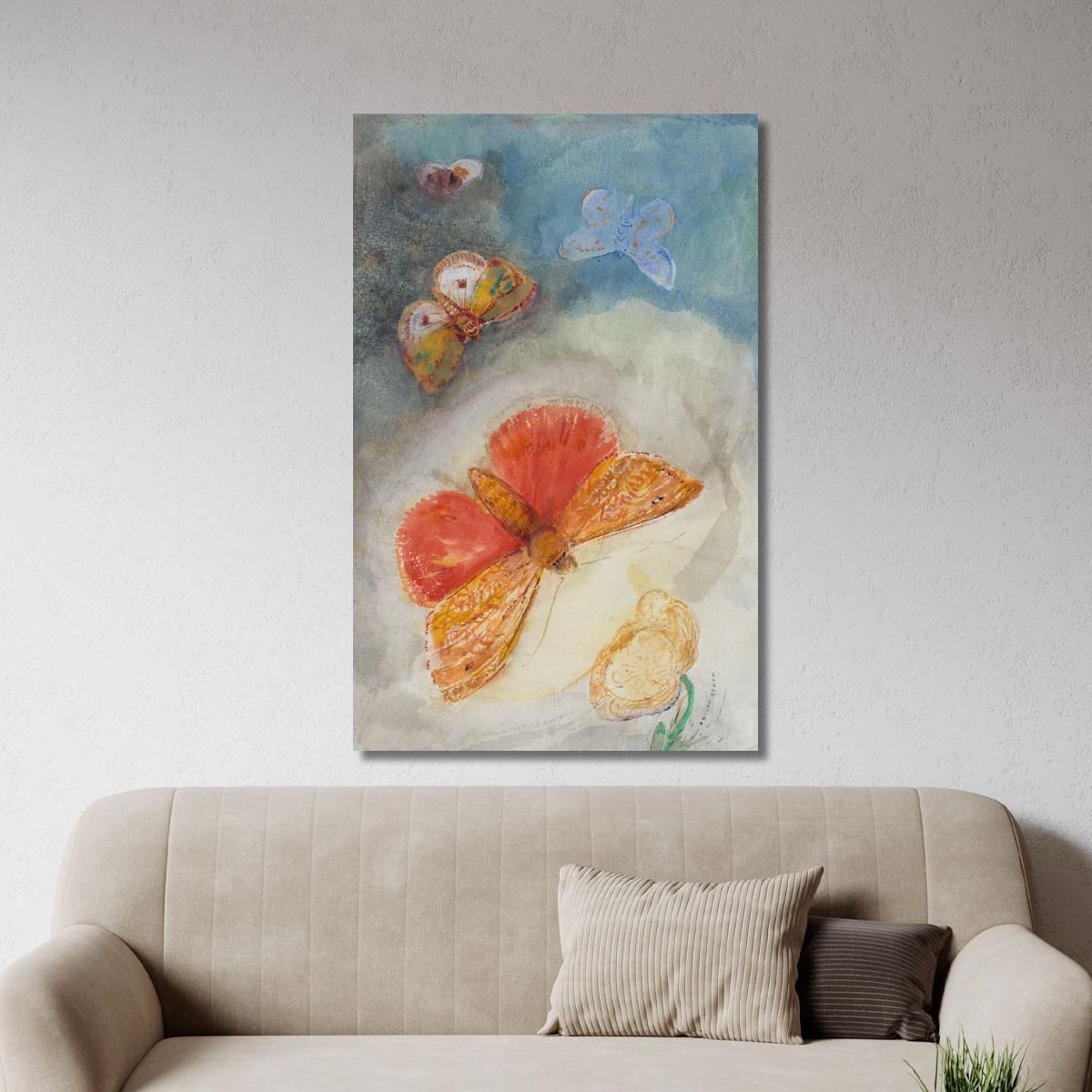 Butterflies And Flower Four Butterflies And A Flower Watercolor Odilon Redon ord48 canvas print 