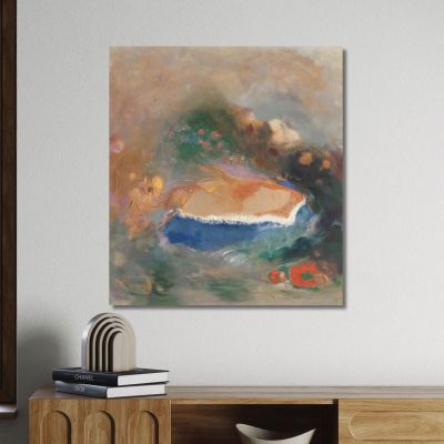 Ophelia With A Blue Wimple In The Water Odilon Redon ord49 canvas print 