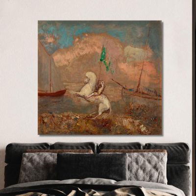 Rider On The Beach With Two Ships Odilon Redon ord59 canvas print 