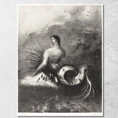 The Siren Clothed In Barbs Emerged From The Waves Odilon Redon ord79 canvas print 