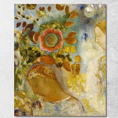 Two Young Girls Among Flowers Odilon Redon ord83 canvas print 
