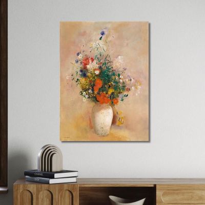 Vase Of Flowers Pink Background Odilon Redon ord85 canvas print 