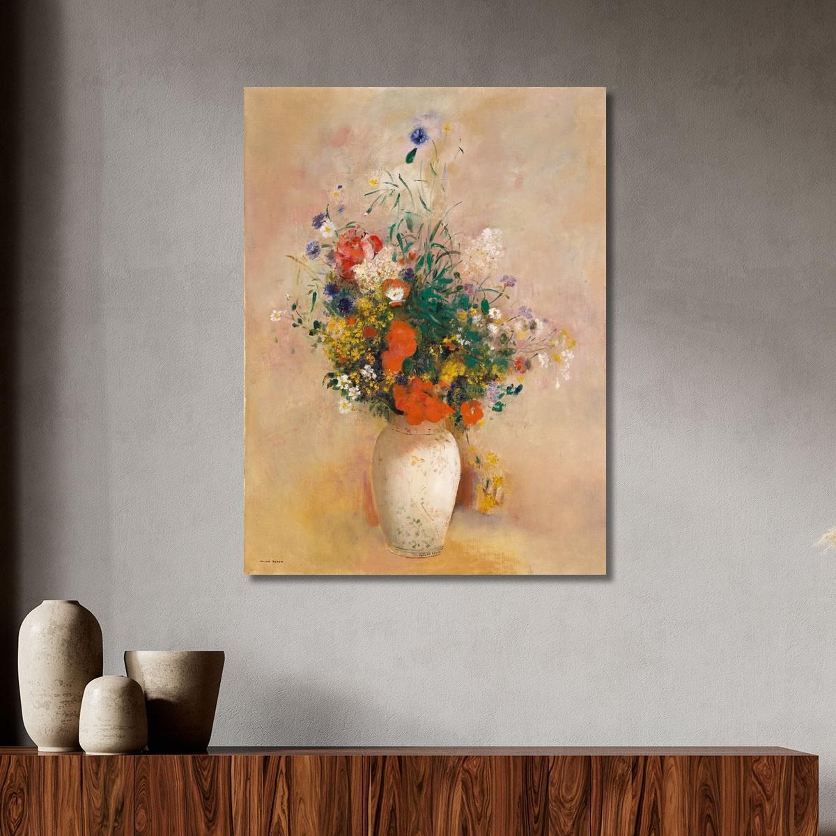 Vase Of Flowers Pink Background Odilon Redon ord85 canvas print 