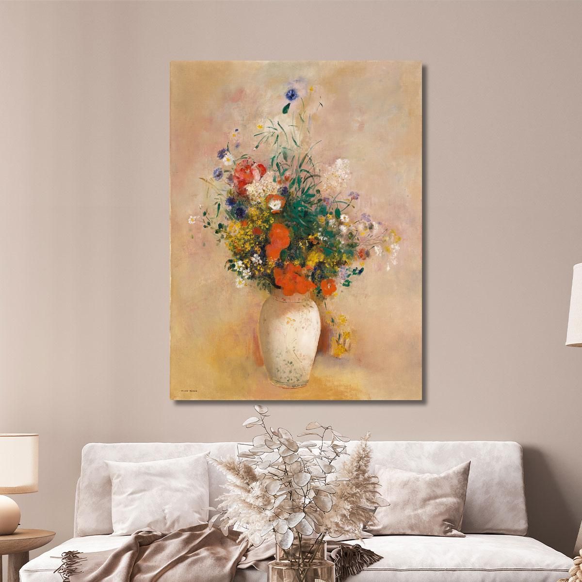 Vase Of Flowers Pink Background Odilon Redon ord85 canvas print 